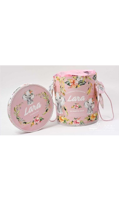 Trusou de botez cu elefantica si flori tropicale Elephant Baby Girl 11